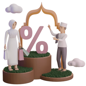 Character Ramadan with percent discount, 3d Illustration png