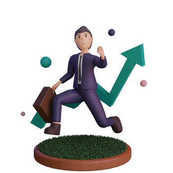 Character with statistic UP, 3d Illustration png