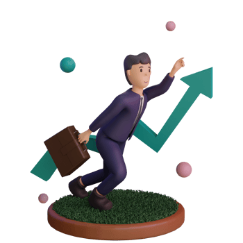 Character with statistic UP, 3d Illustration png