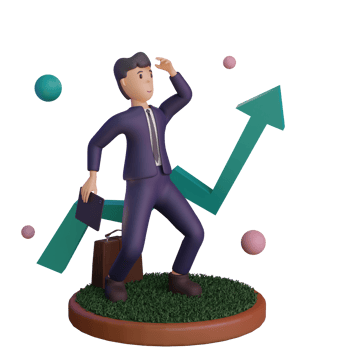 Character with statistic UP, 3d Illustration png
