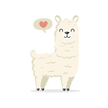 Cute lama or alpaca colorful hand drawn vector