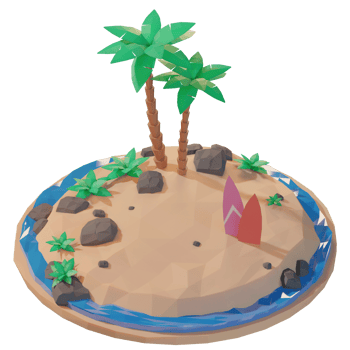 Island Summer with tree palm, 3d Illustration png