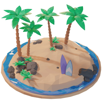Island Summer with tree palm, 3d Illustration png