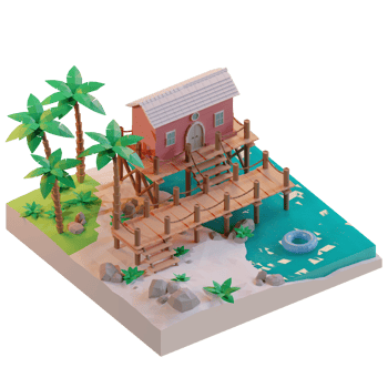 Island Summer with tree palm, 3d Illustration png