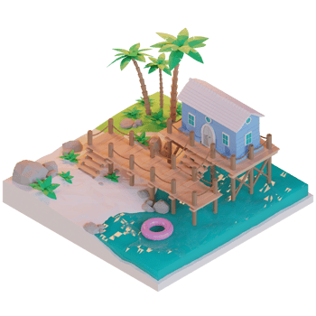 Island Summer with tree palm, 3d Illustration png
