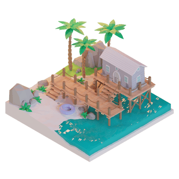 Island Summer with tree palm, 3d Illustration png