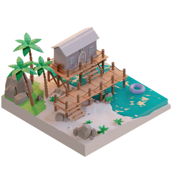 Island Summer with tree palm, 3d Illustration png