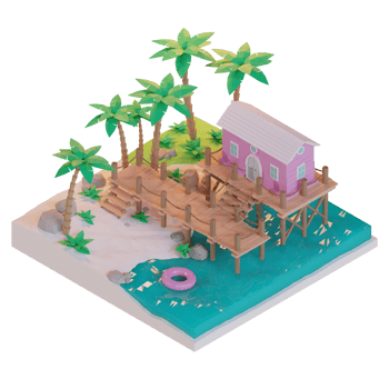 Island Summer with tree palm, 3d Illustration png