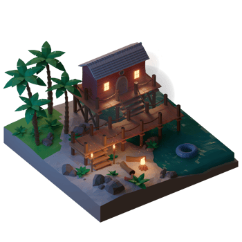Island Summer with tree palm, 3d Illustration png