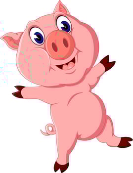Cute pig cartoon posing vector