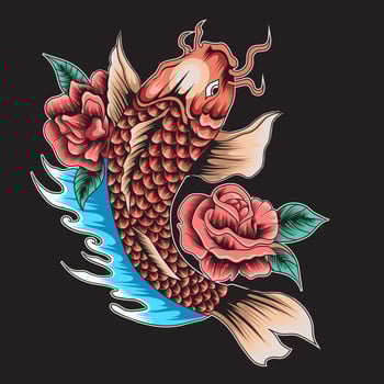 koi fish japan vector illustration