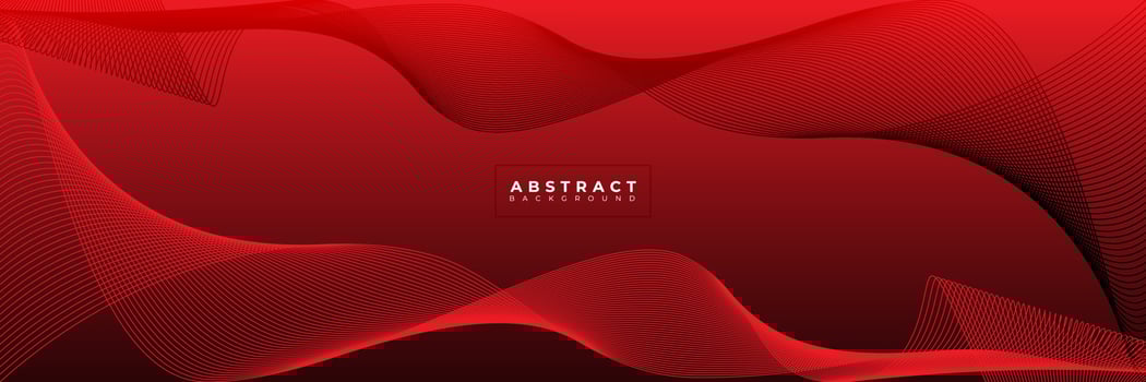 Red banner background with wavy lines vector