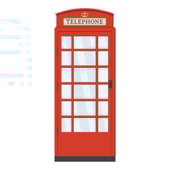Red telephone booth, color vector isolated cartoon-style illustration