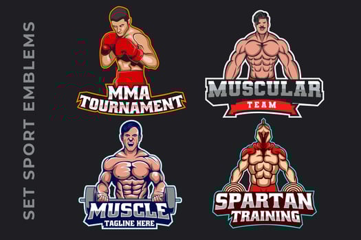Set sport emblem on dark background vector