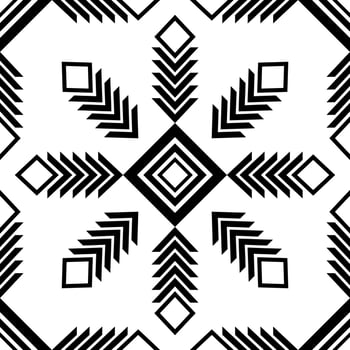 black white floral geometric fabric pattern vector