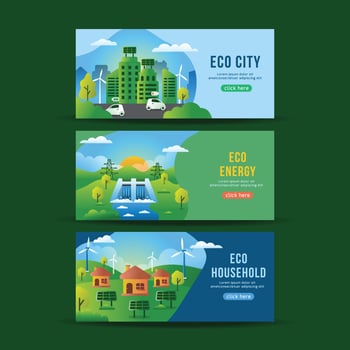 Eco Living Technology Banner Collection vector