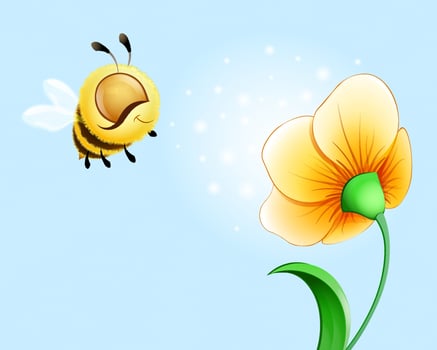 Bee cute flower vector