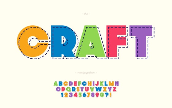 Craft vector font bold colorful style