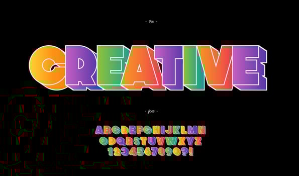 Vector creative font 3d bold style