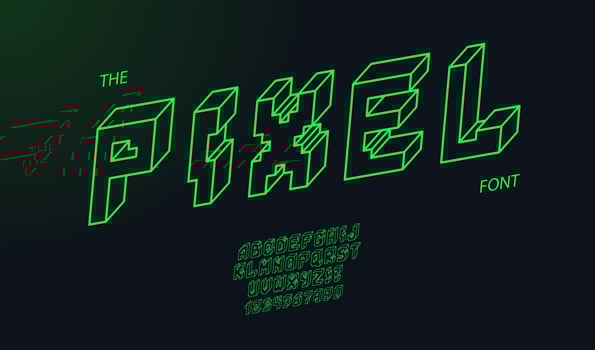 vector pixel 3d bold font modern typography neon line style