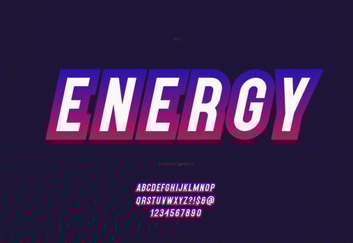 Vector energy font bold style