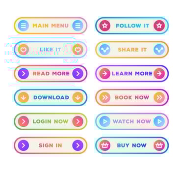 Button set line style with user interface icon vector