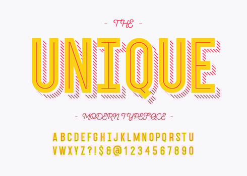 Vector bold unique alphabet modern typography
