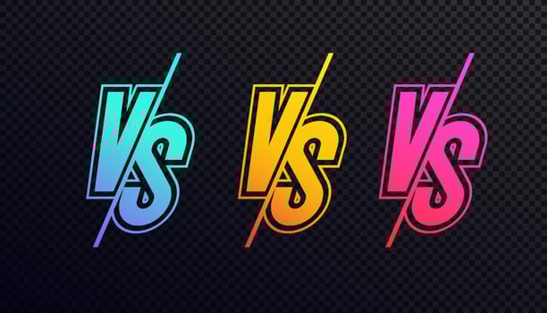 Versus sign set neon style vector
