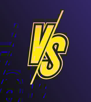 Vector versus sign modern neon gradient style yellow color