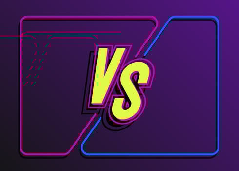 Versus banner with frame and vs sign neon style vector
