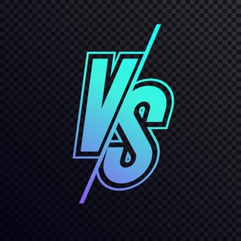 Vector versus sign modern neon gradient style cyan blue color