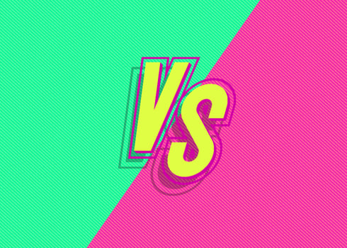 Versus banner with vs sign on modern background green yellow color vector