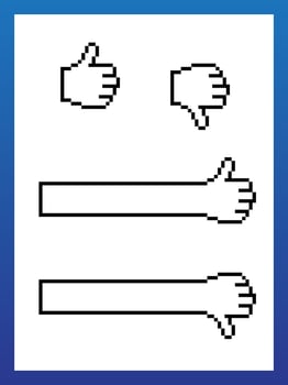 Hand show like and dislike pixel vector variations