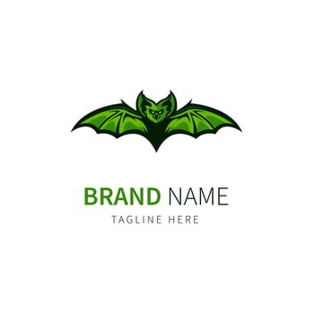 bat logo. green bat illustration icon on white background vector