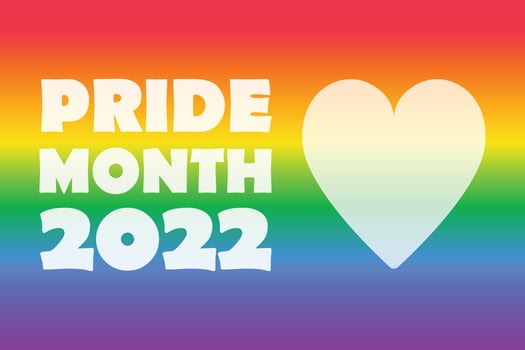 Pride Month 2022 - horizontal banner template. rainbow gradient LGBTQ gay pride flag colors striped blurred background. Vector illustration.