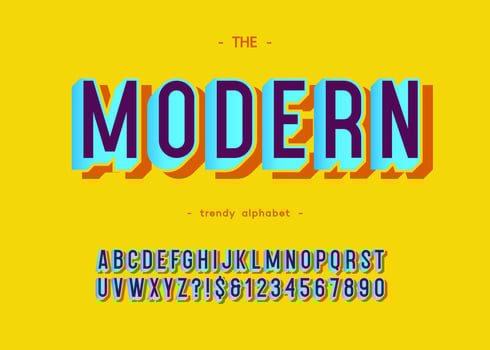 Vector modern font 3d typography colorful style