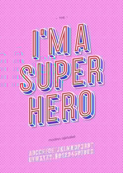 Vector hero 3d font trendy typography