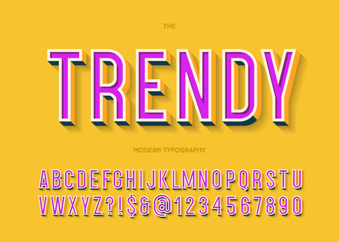 Vector trendy font 3d typography