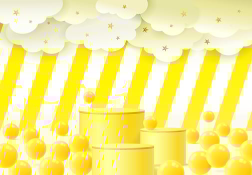 3D of sweet clody background for baby, Child products, Happy Birthday theme for kids or baby greeting card or poster. vector