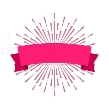 Vector sunburst and ribbon design element red color