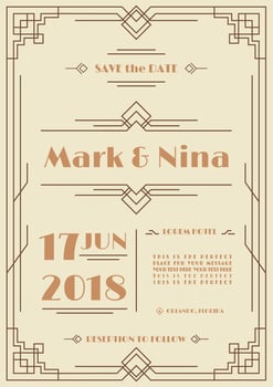 vector wedding invitation card template brown color art deco and arabic style
