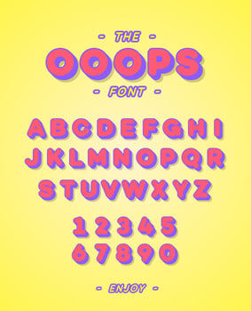 Vector 3d alphabet slanted sans serif style. Colorful font modern typography for kids book