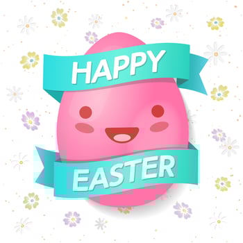 Happy easter greeting card with egg colorful on spring background with chamomile flowers vector