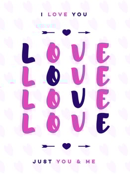 Valentines day greeting card with sign love on lovely cute background for decoration vector
