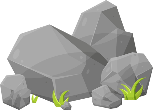 Rock stones and boulders in cartoon style png