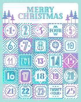 Christmas countdown calendar printable tags color style with different background vector