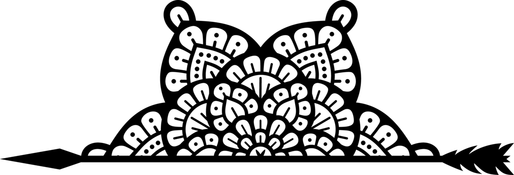 Half mandala and arrow symbol png illustration