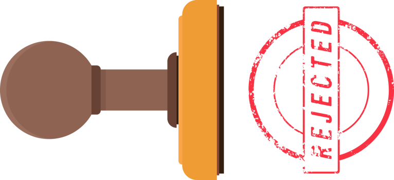 Wooden stamper and stamp mark with rejected text png