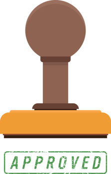 Wooden stamper and stamp mark with approved text png