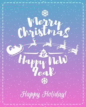 Christmas greeting card with white label consisting sign Merry Christmas enjoy and Happy New Year vector